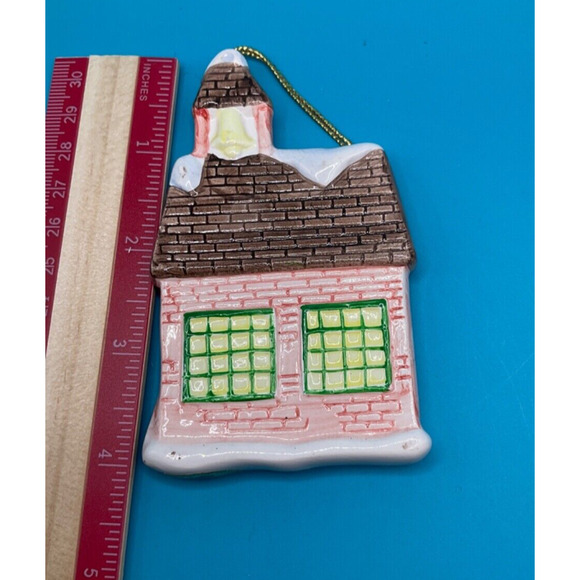 Retro School House Christmas Ornament by Russ Berry - Vintage, Excellent Shape - Picture 2 of 3